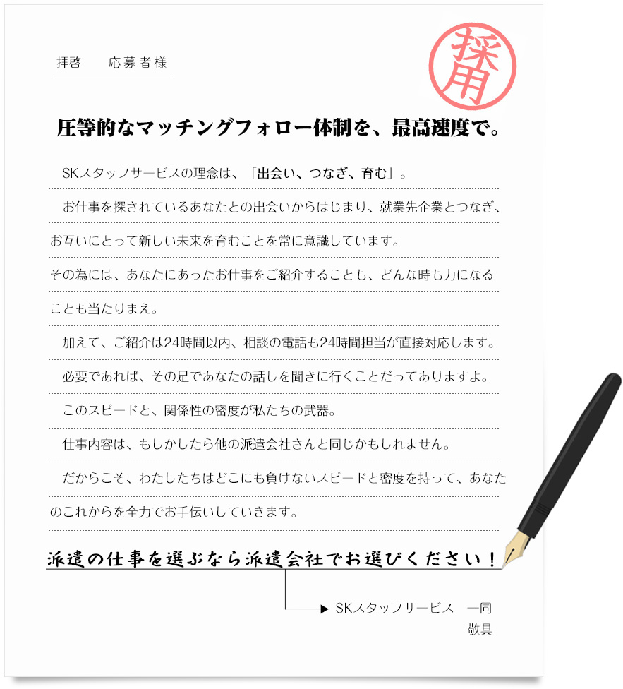 圧倒的なマッチングフォロー体制を、最高速度で。